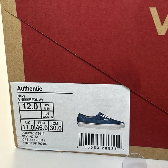 VANS MEN'S VANS AUTHENTIC SKATE SHOES (NAVY), 12 US MENS, 13.5 US WOMENS - Picture 15 of 16